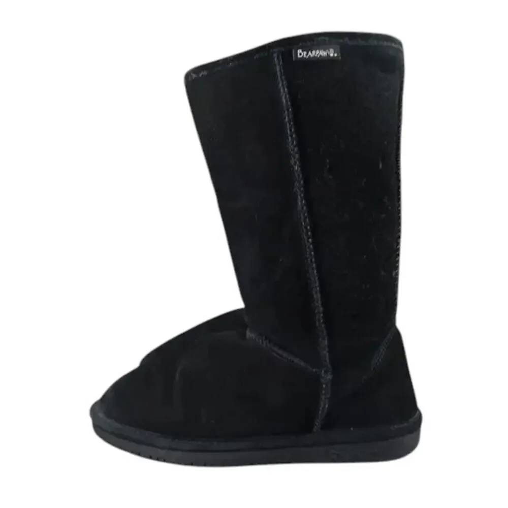 Bearpaw Shoes Women 9 Boot Winter Tall Emma Leather Sheepskin Warm Comfort Black - Picture 3 of 16